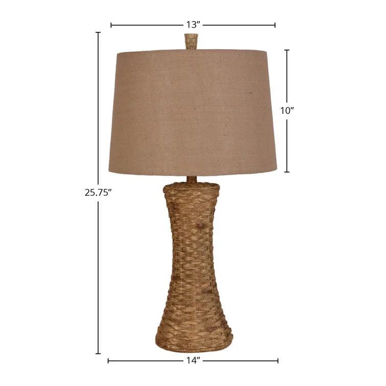 Belita 26" Brown Woven Table Lamp with Linen Shade
