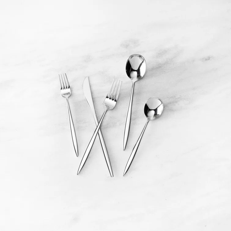 Fortessa Constantin 18/10 Stainless Steel 20 Piece Flatware Set (Service for 4), Silver