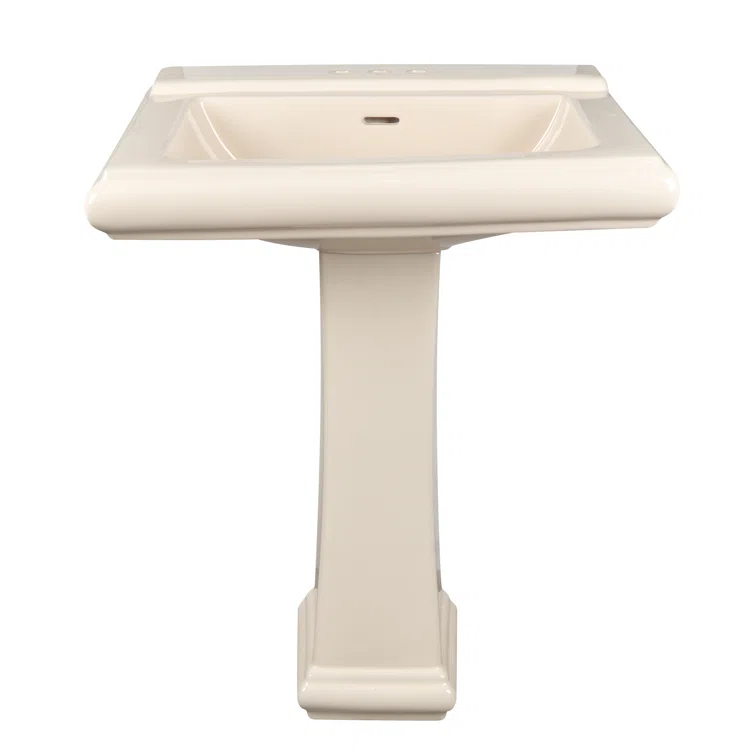 Apex 34" Tall Rectangular Vitreous China Pedestal Bathroom Sink with Overflow