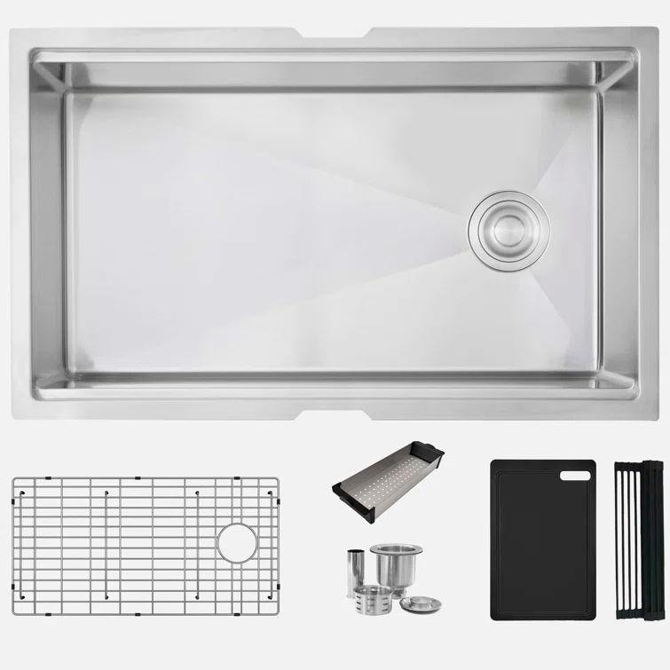 Stylish Versa33 Undermount 33" Workstation 16-gauge Single-Bowl Kitchen Sink