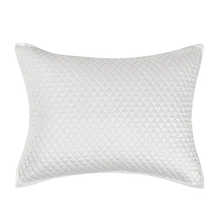 White Quilted Sateen Cotton Standard Pillow Sham