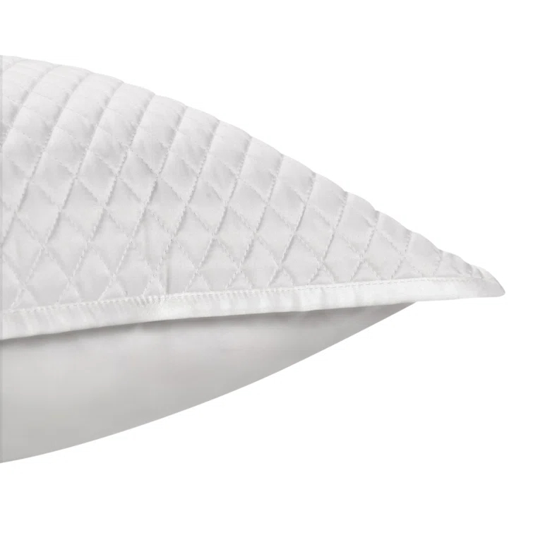 White Quilted Sateen Cotton Standard Pillow Sham
