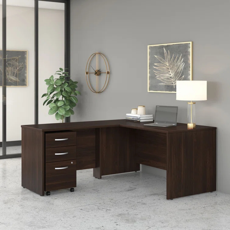 Bush Business Furniture Studio C L Shaped Desk with Mobile File Cabinet and Return