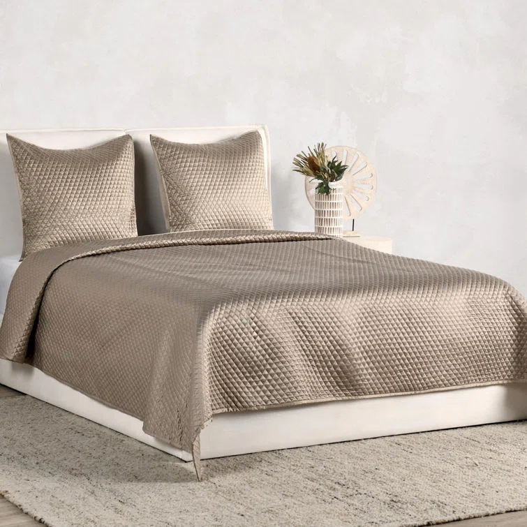 Natural Euro Satin Quilted Pillow Sham