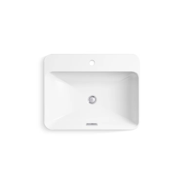 Vox® Vitreous China Rectangular Vessel Bathroom Sink with Overflow
