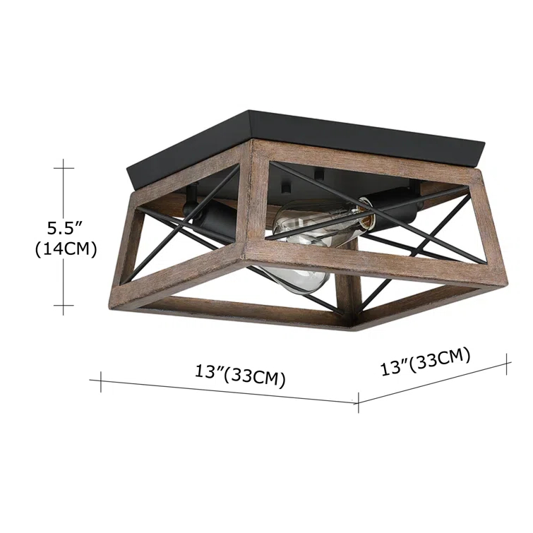 2-Light Finished Cage Classic Modern Dimmable Flush Mount Light