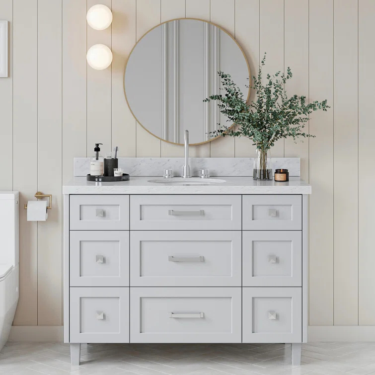 ARIEL Monrow 49 Single Sink Bathroom Vanity with Italian Carrara Marble Top
