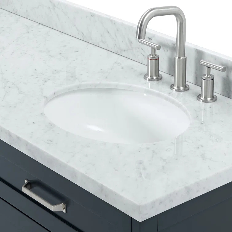 ARIEL Monrow 73 Double Sink Bathroom Vanity with Italian Carrara Marble Top