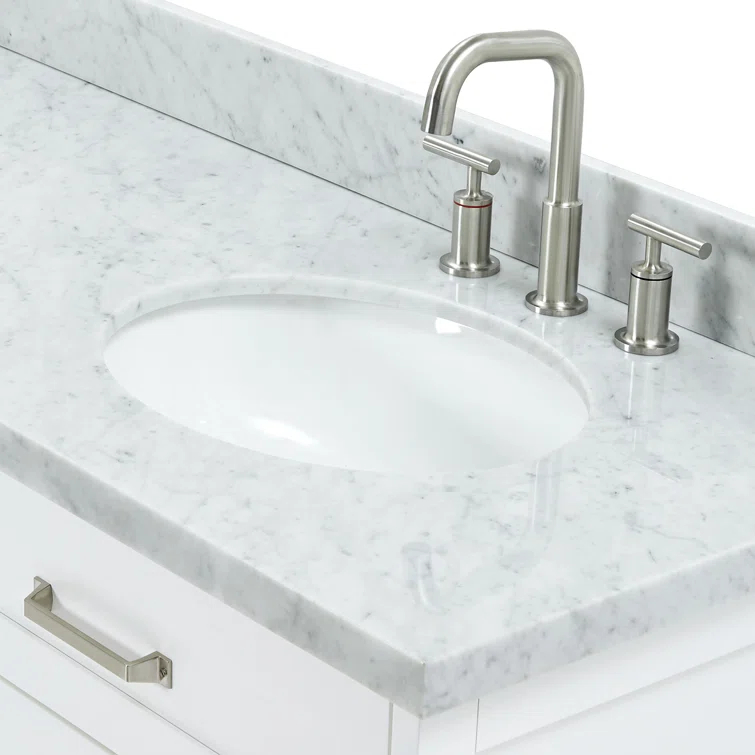 ARIEL Monrow 73 Double Sink Bathroom Vanity with Italian Carrara Marble Top