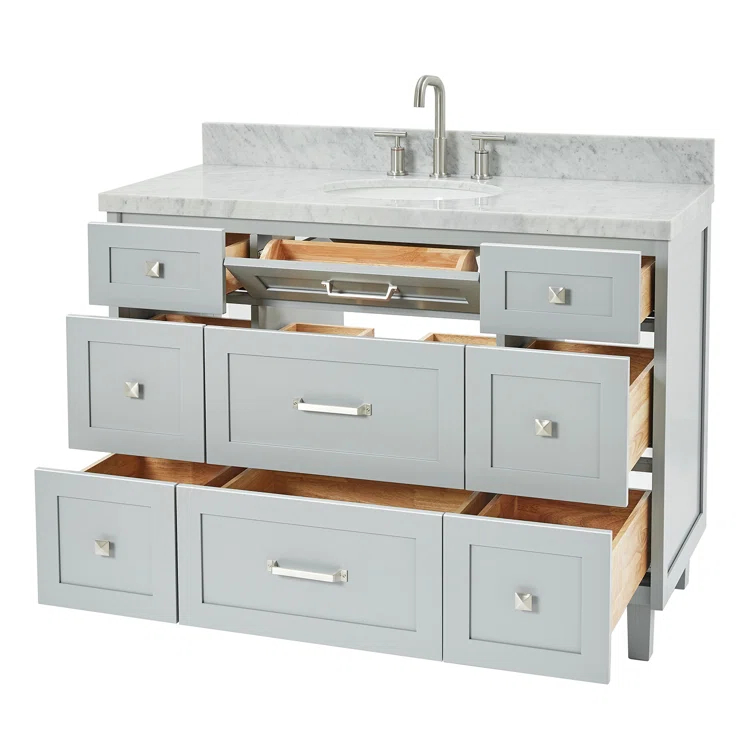 ARIEL Monrow 49 Single Sink Bathroom Vanity with Italian Carrara Marble Top