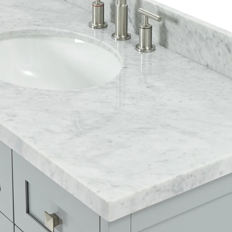 ARIEL Monrow 49 Single Sink Bathroom Vanity with Italian Carrara Marble Top