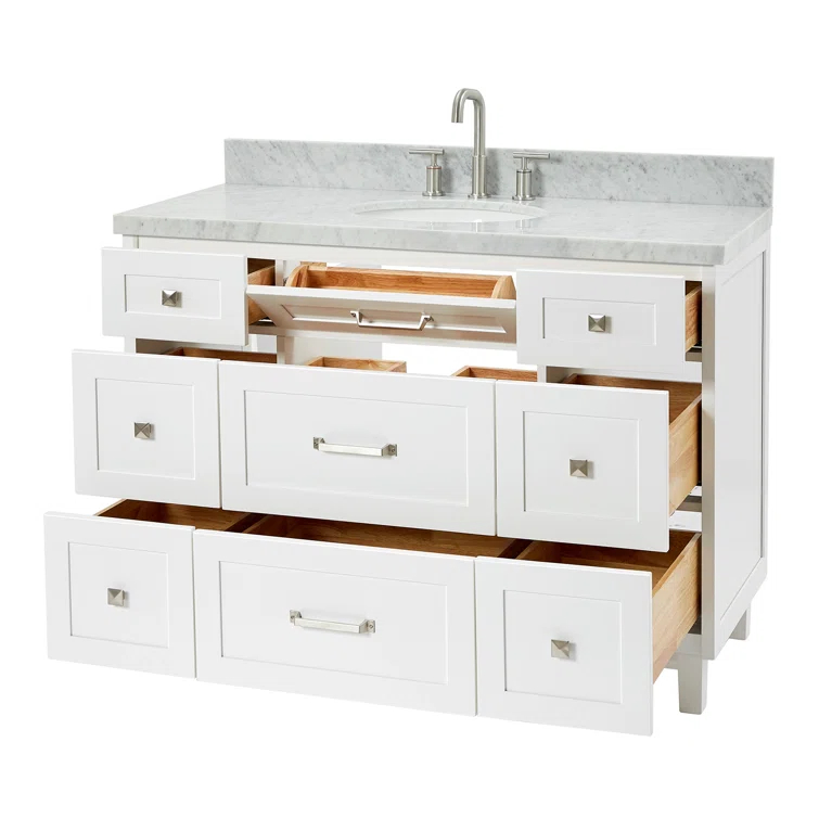 ARIEL Monrow 49 Single Sink Bathroom Vanity with Italian Carrara Marble Top