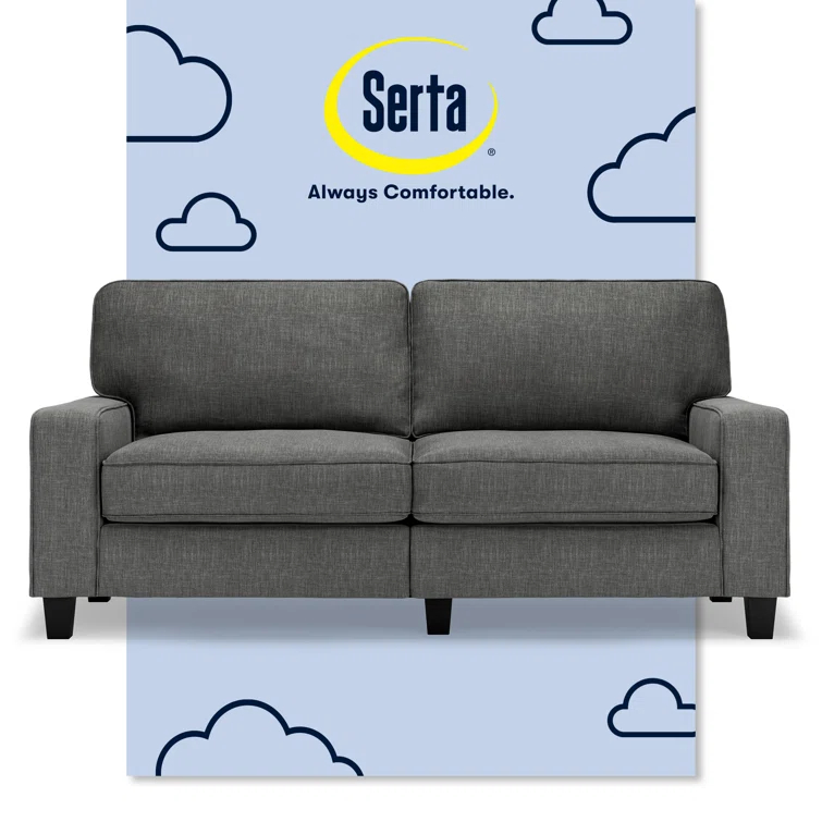 Serta Palisades 73" Track Arm Sofa, Easy Care Fabric, Soft Pillow Back, Pocket Coil Seat Cushions