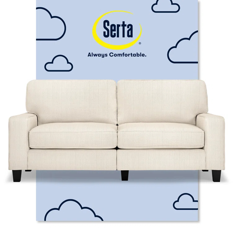 Serta Palisades 73" Track Arm Sofa, Easy Care Fabric, Soft Pillow Back, Pocket Coil Seat Cushions