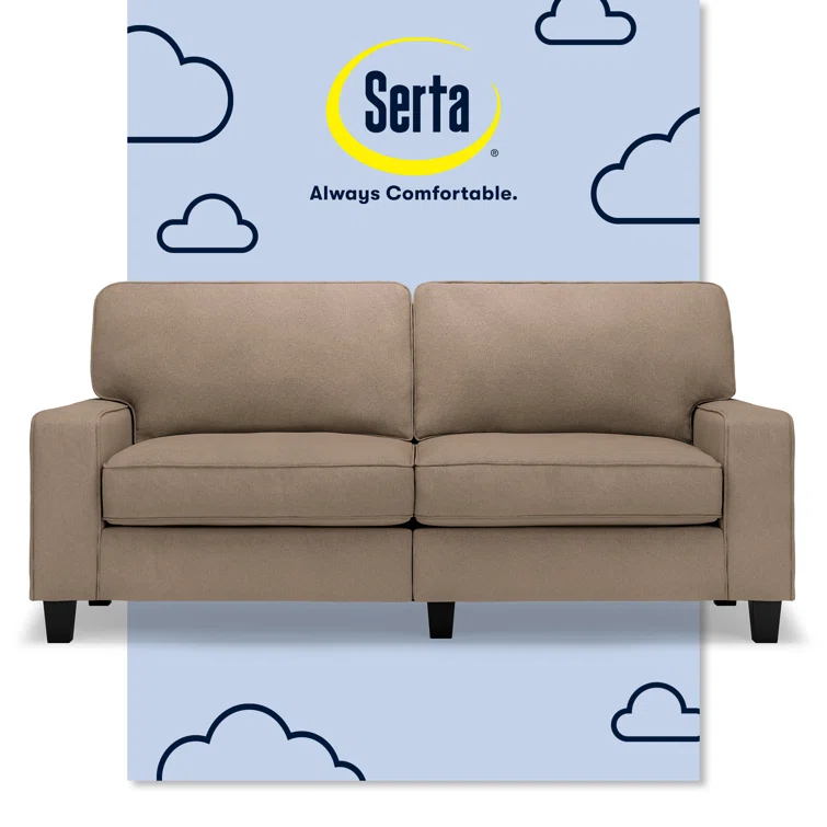 Serta Palisades 73" Track Arm Sofa, Easy Care Fabric, Soft Pillow Back, Pocket Coil Seat Cushions