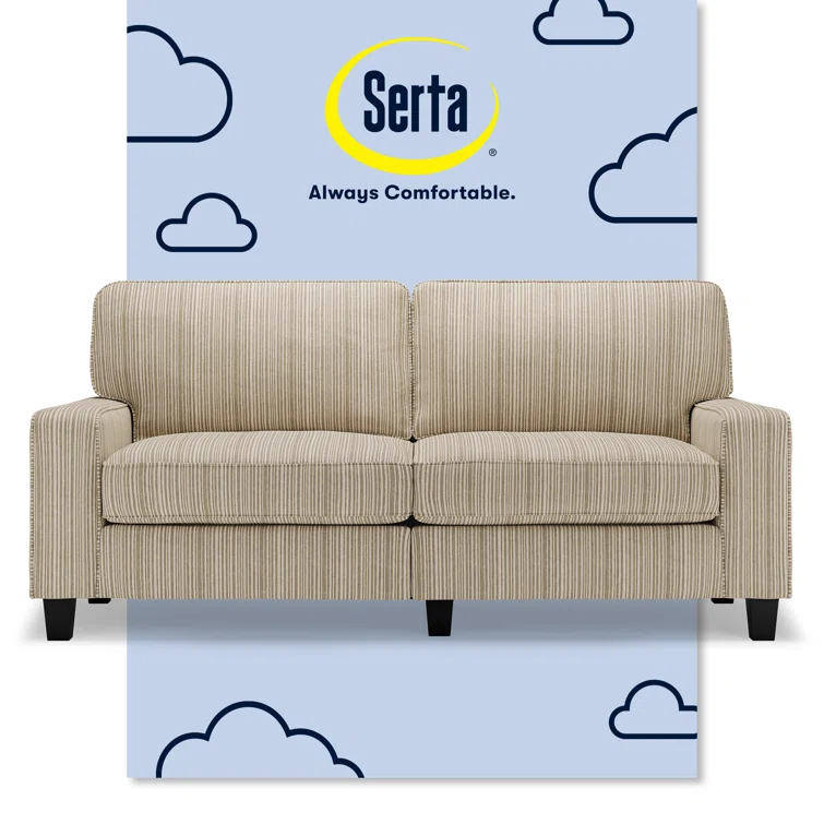 Serta Palisades 73" Track Arm Sofa, Easy Care Fabric, Soft Pillow Back, Pocket Coil Seat Cushions