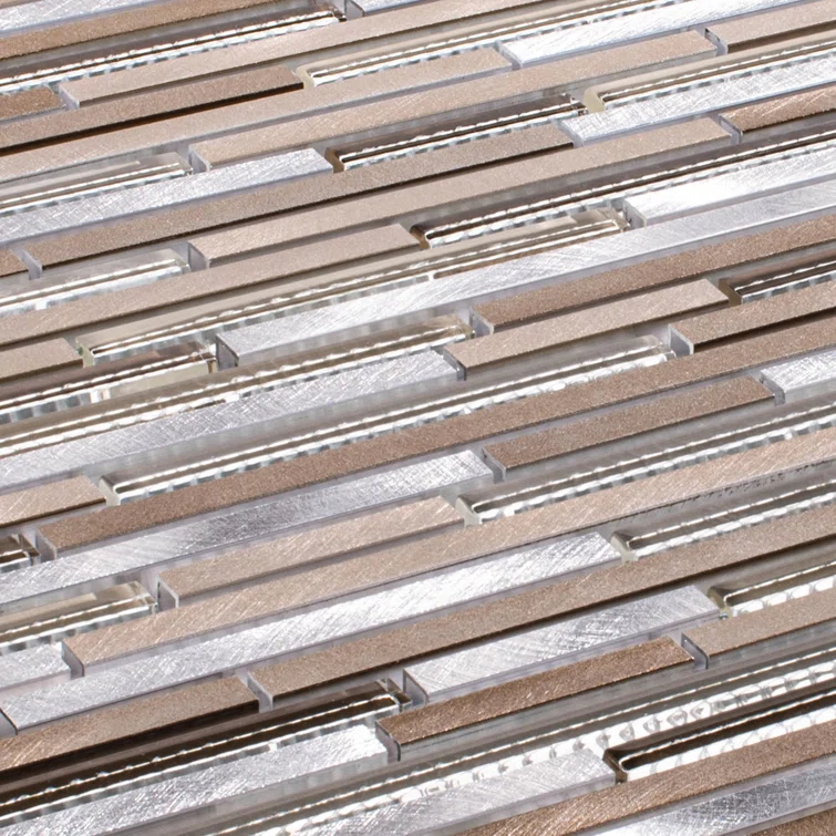 Klein- Bache Aluminum & Glass Random Brick Mosaic Wall Tile