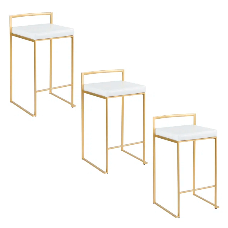 Fuji Stackable Stool Metal with Faux Leather Cushion