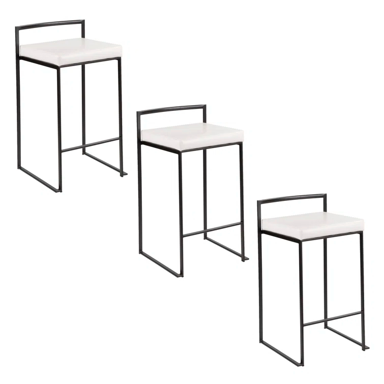 Fuji Stackable Stool Metal with Faux Leather Cushion