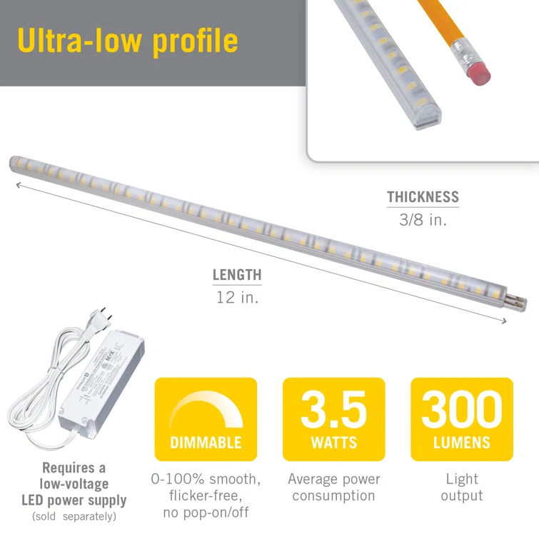 RigidStrip 12" Linkable LED Strip Light Diffuser, 24V,