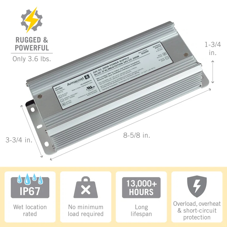 Standard Indoor/Outdoor LED Driver 24V DC, 200W Electronic Transformer