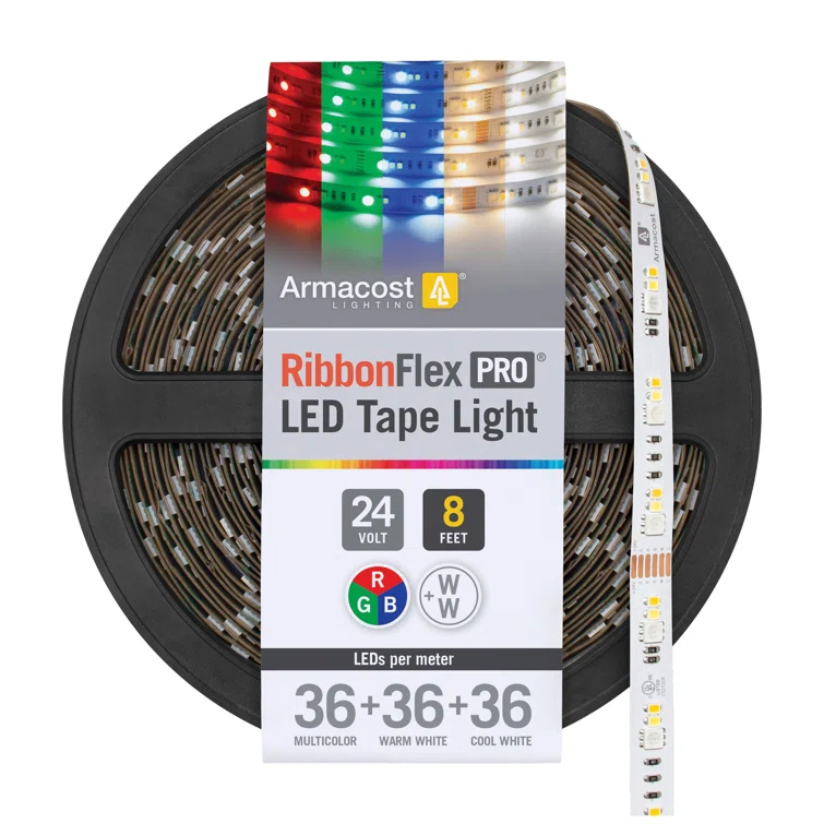 RibbonFlex Pro, 24V, RGB+WW, 36+36+36LEDs/M, IP20, 2.5M Undercabinet Strip Light