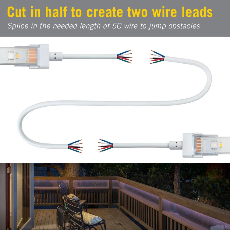 5 Pin RGB+W IP67 LED Strip Light 6 in Tape to Tape Connector, 2 Pack