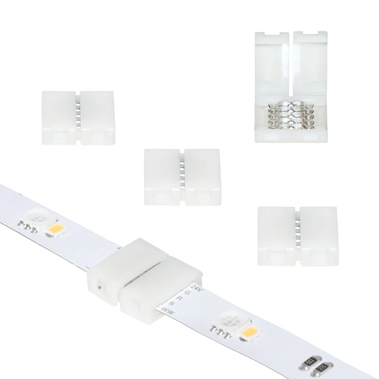 5 Pin RGB+W LED Strip Light Tape to Tape Splice Connectors, 5 Pack