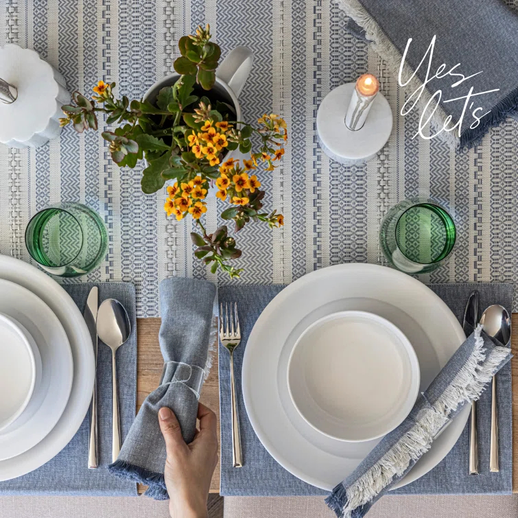 over&back Rimmed 16-Piece Semi Hand-Finished Stoneware Dinnerware Set, Service for 4