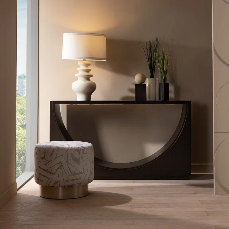 Dark Wood and Brass Modern Hallway Table
