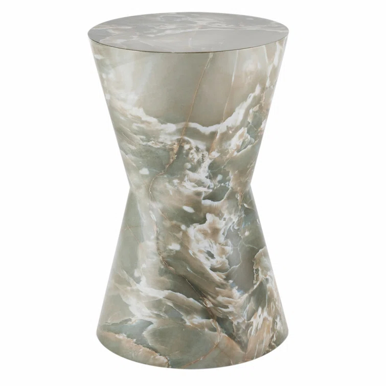 Jade Faux Marble Hourglass Accent Table