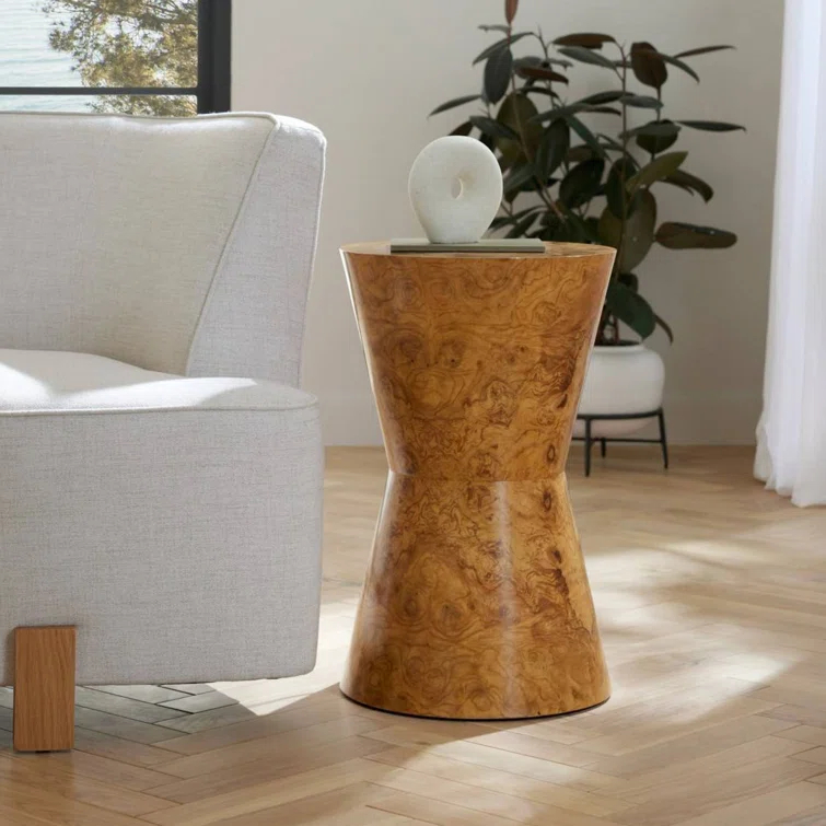 Jade Faux Marble Hourglass Accent Table