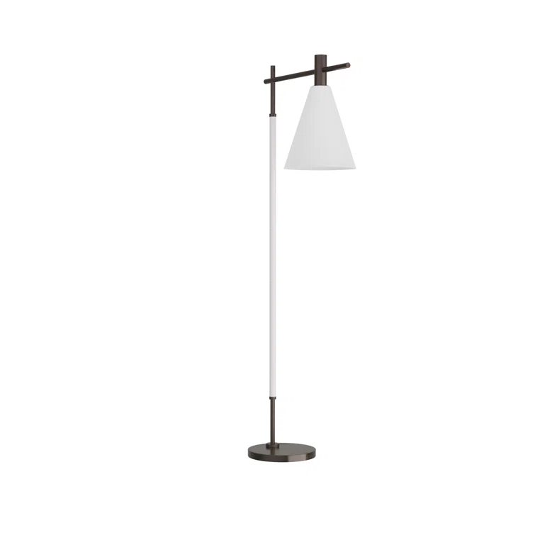 Adjustable Bronze Floor Lamp with Opal Glass Shade