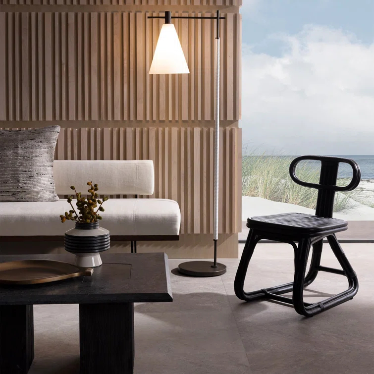 Adjustable Bronze Floor Lamp with Opal Glass Shade