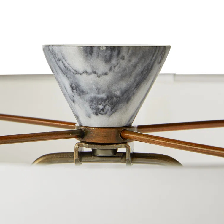 Chloe White Faux Galaxy Marble Resin Lamp with Off-White Shade