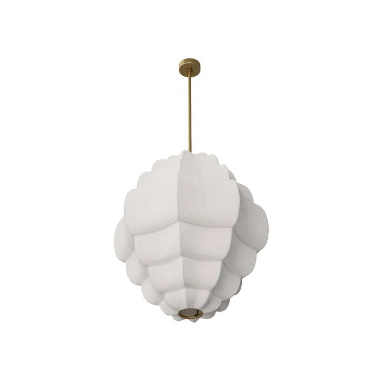 Ivory Vegan Vellum and Brass Tiered Chandelier