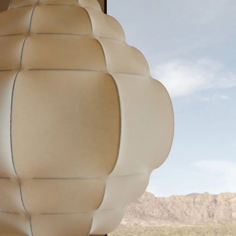 Ivory Vegan Vellum and Brass Tiered Chandelier