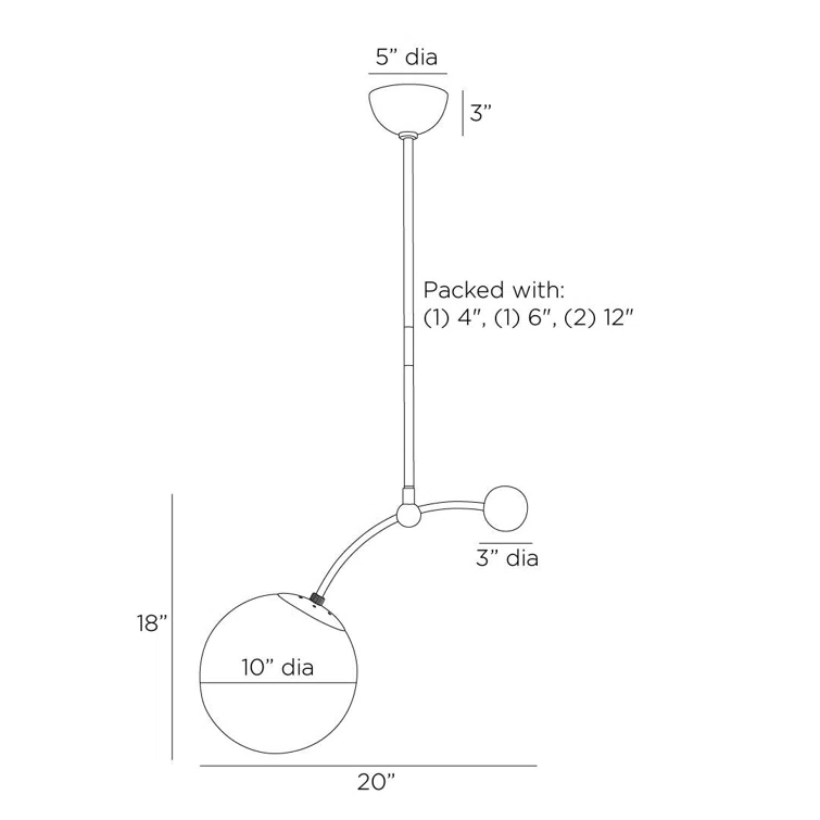 25" Antique Brass and Frosted Glass Globe Pendant Light