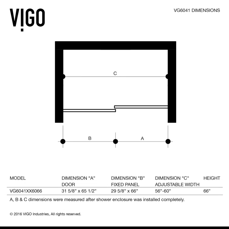 Elan 56-60" W x 66" H Sliding Frameless Tub Door with 3/8" Clear Glass