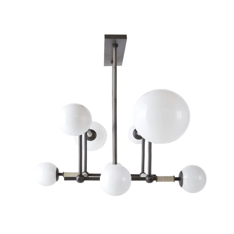 Erica 58'' Bronze and Opal Glass Linear Chandelier