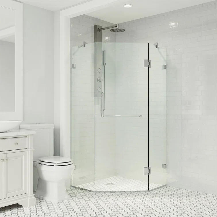 Piedmont 36" W x 36" D x 73" H Hinged Frameless Shower Enclosure with 3/8Clear Glass