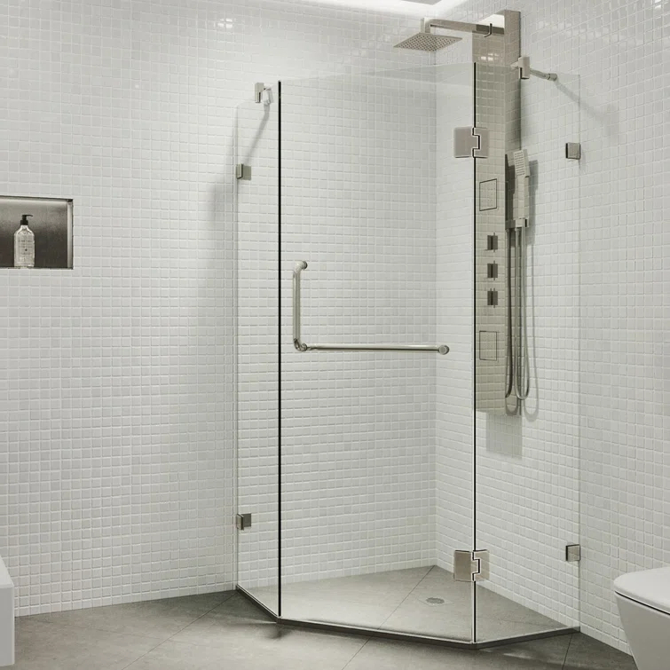 Piedmont 36" W x 36" D x 73" H Hinged Frameless Shower Enclosure with 3/8Clear Glass