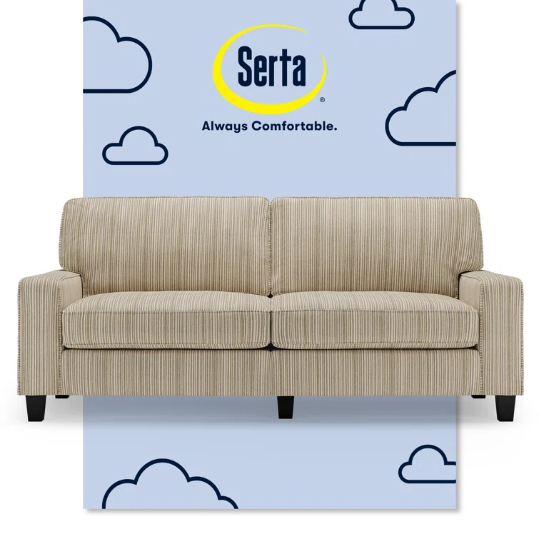 Serta Palisades 78" Track Arm Sofa, Easy Care Fabric, Soft Pillow Back, Pocket Coil Seat Cushions