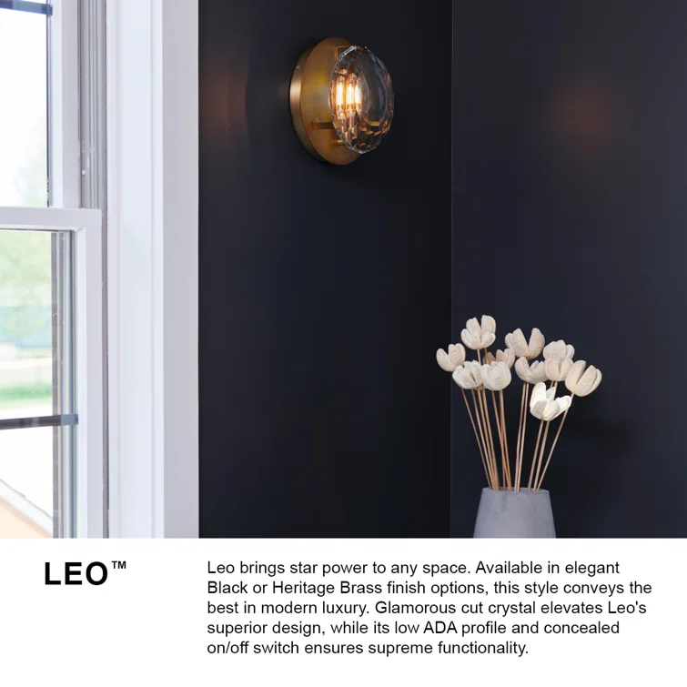 Hinkley Leo Single Light Wall Sconce w/ Optic Crystal Glass