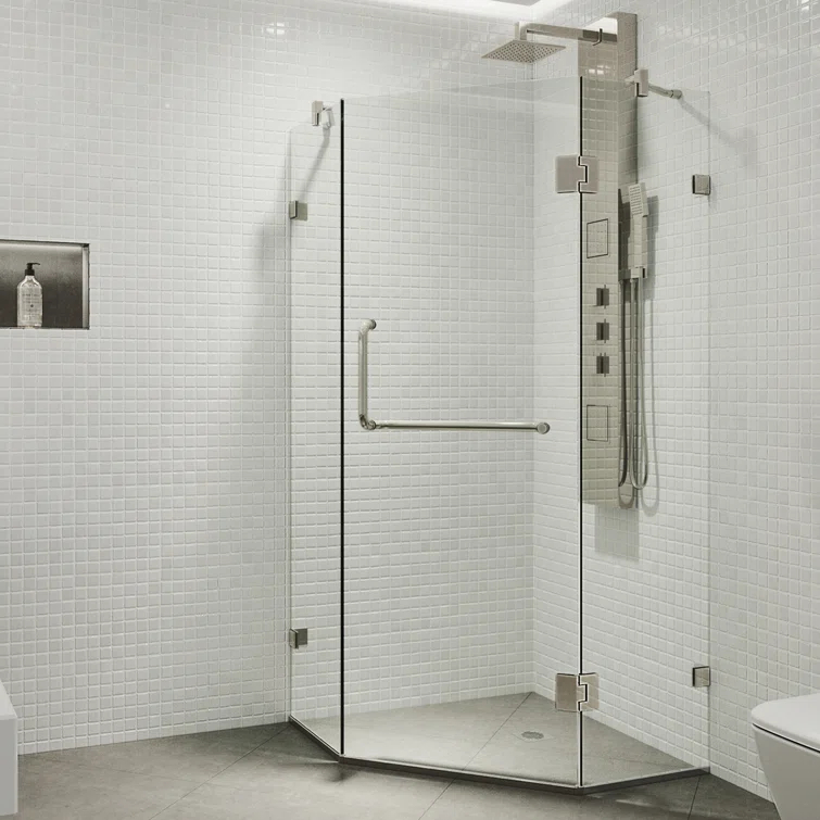Piedmont 36" W x 36" D x 73" H Hinged Frameless Shower Enclosure with 3/8Clear Glass
