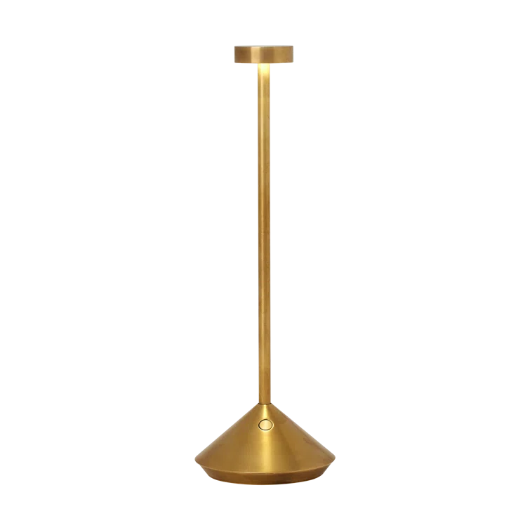 Natural Brass Cordless LED Table Lamp with Touch Dimmer