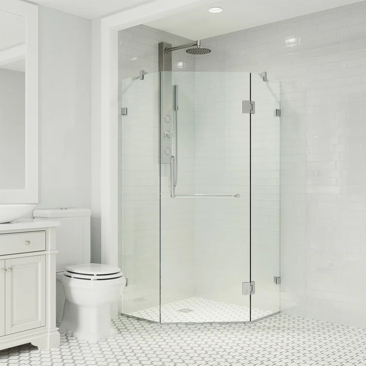 Piedmont 36" W x 36" D x 73" H Hinged Frameless Shower Enclosure with 3/8Clear Glass