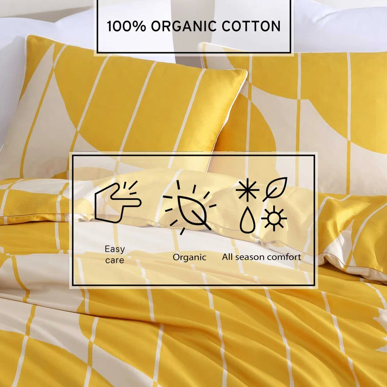 Vesi Unikko Cotton Yellow/Beige Duvet Cover Set