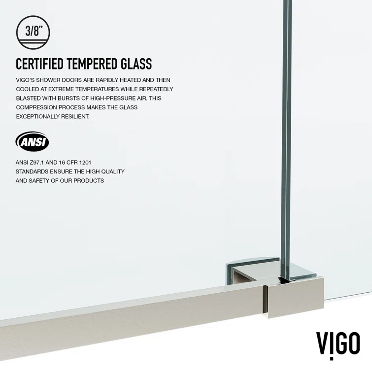 Elan 44-48" W x 74" H Sliding Frameless Shower Door with 3/8" Clear Glass