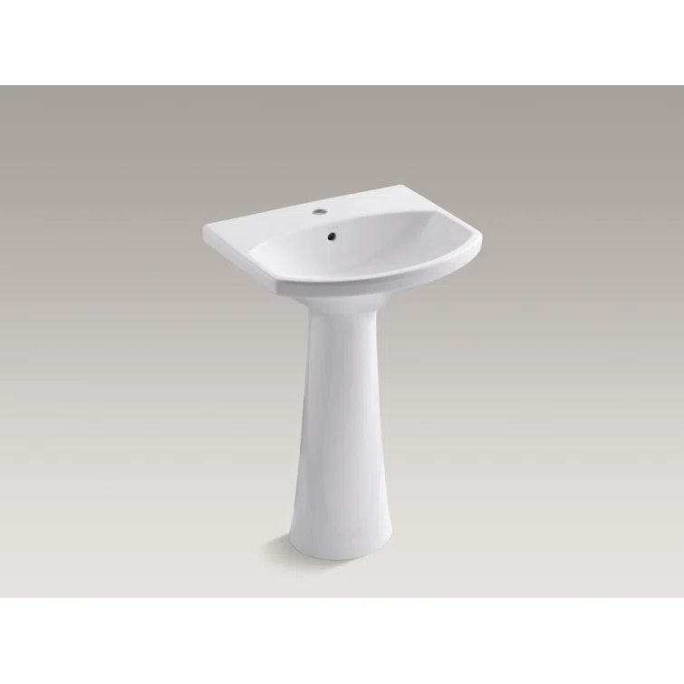 Cimarron® 26.81" Vitreous China U-Shape Pedestal Bathroom Sink with Overflow